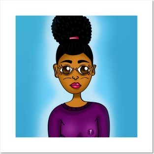 cute black girl digital art Posters and Art